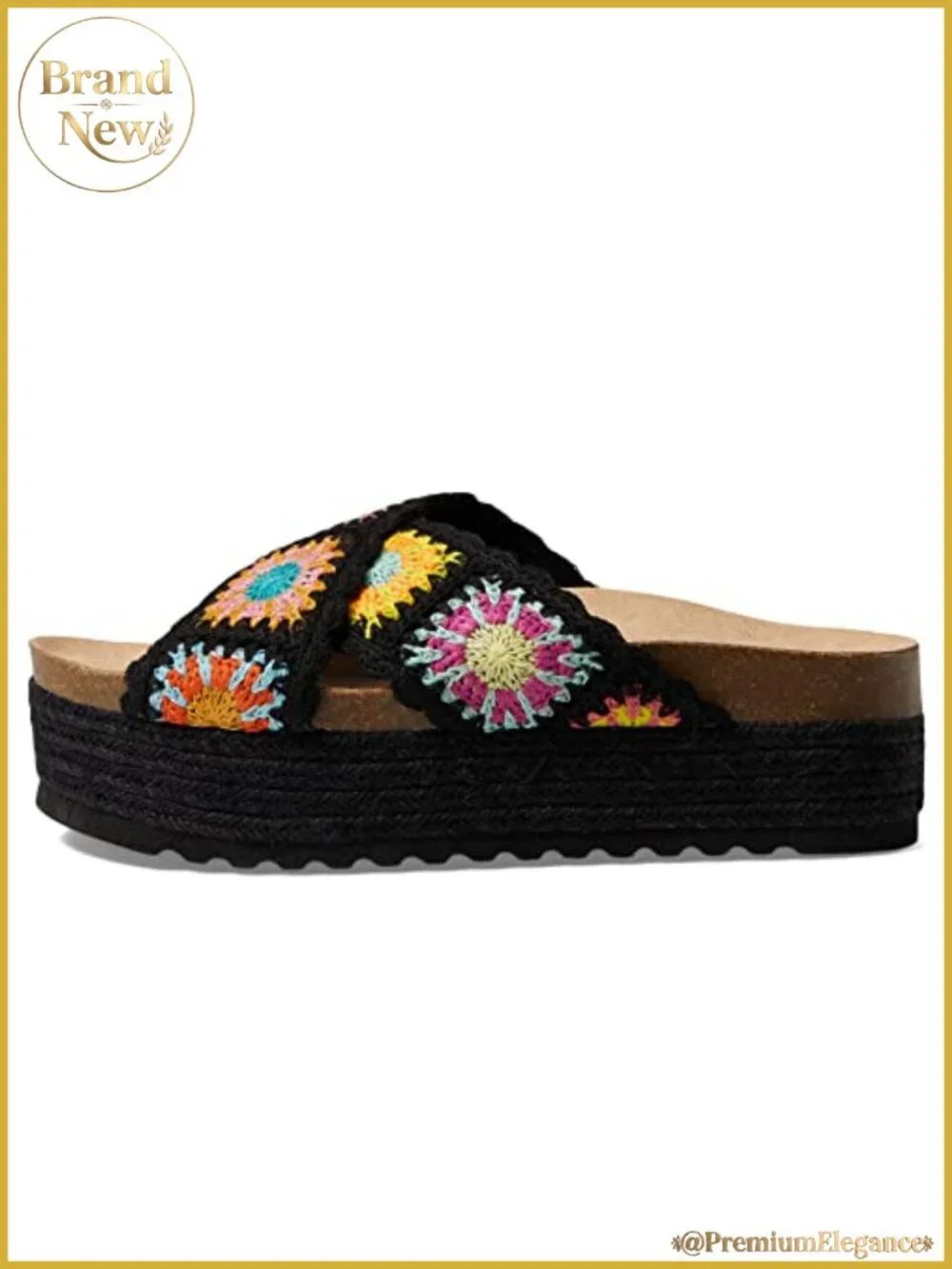 Platform Espadrille Sandals Two Band Upper Mixed Molded Footbed